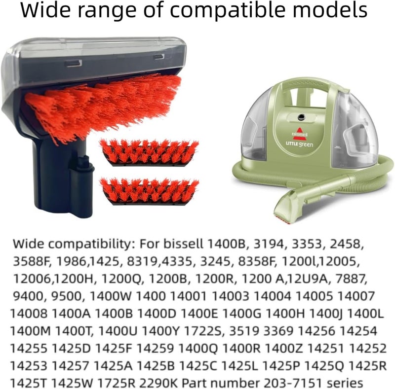 Sionlan Upgraded 5.3in 1400B Little Green Machine Multi-Purpose Tools Brush detachable Replacement Parts Compatible with bissell 1400B 3194 3353 2458 3588F 1425 Tough Stain Brush Tool Attachments (Black 1+3) - Image 2